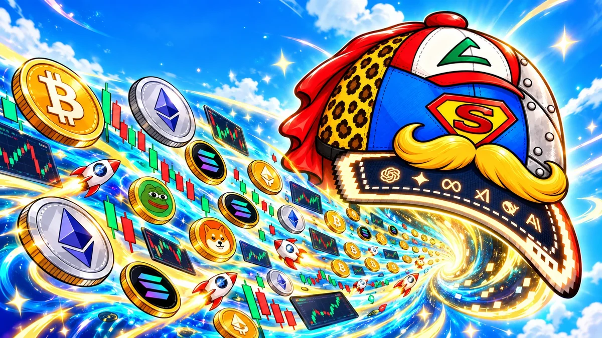 Coins, candles and rockets being pulled into the Meta Cap